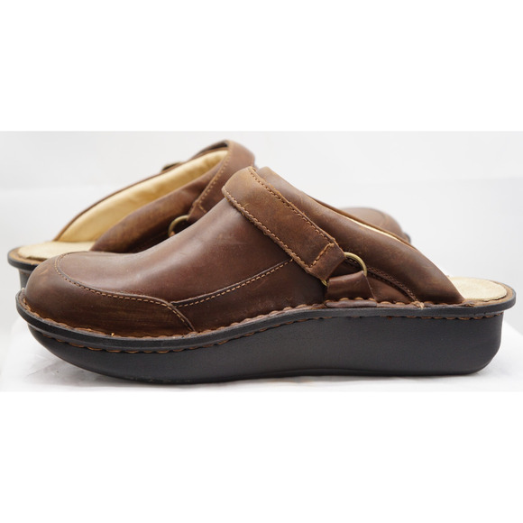 Alegria Leather Adjustable Backstrap Clogs Seville Oiled Brown Size 40 US 9 - Picture 7 of 10